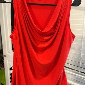 Calvin Klein Red Drape Neck Blouse